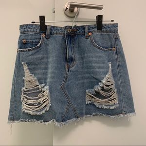 Signature8 Distressed Denim Skirt